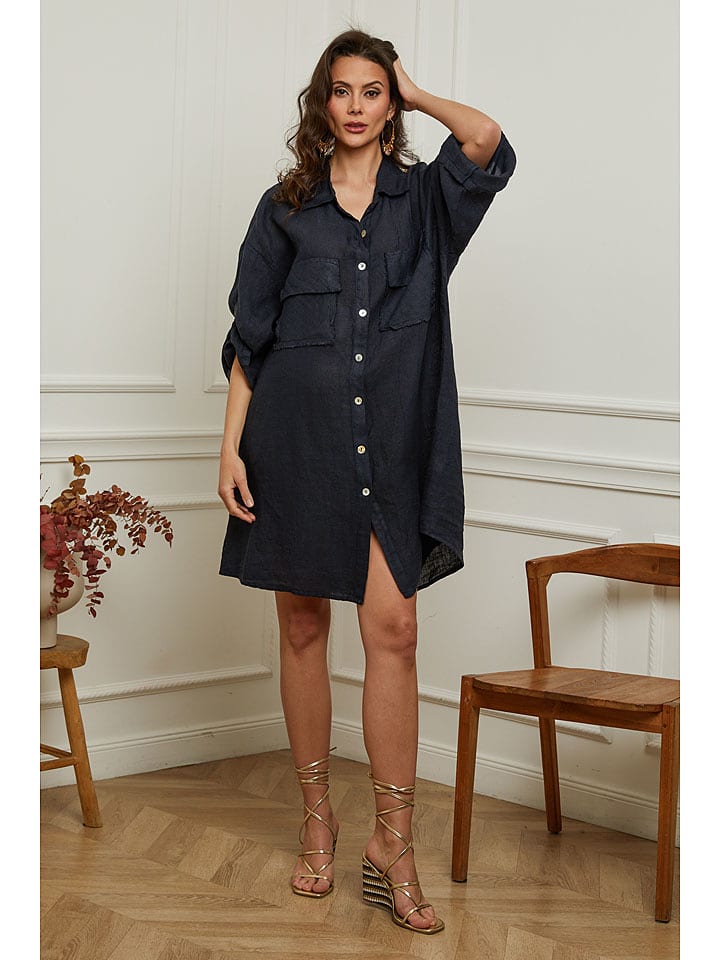 Plume Lniana sukienka "Calizia" w kolorze granatowym rozmiar: M
