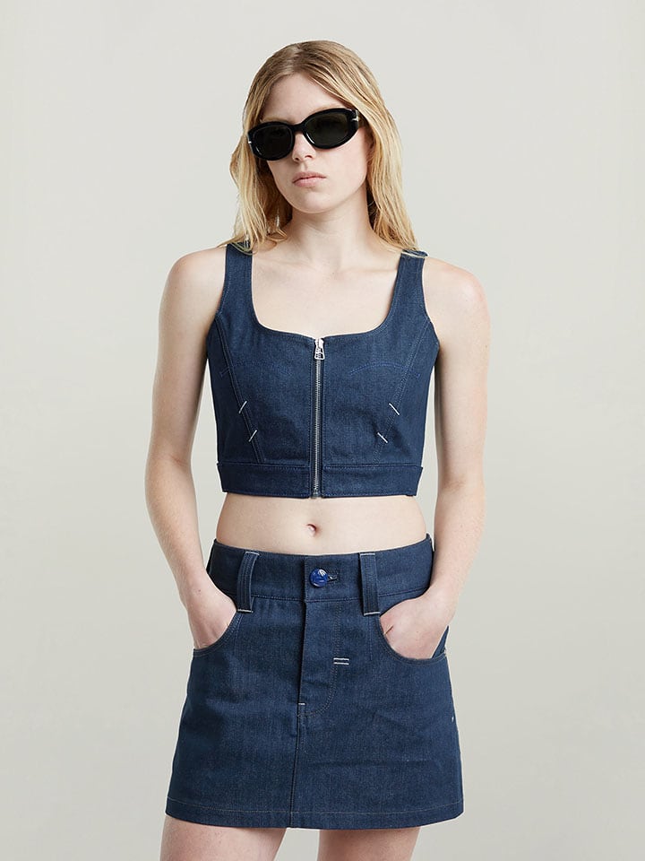 G-Star Top dżinsowy w kolorze granatowym rozmiar: XS