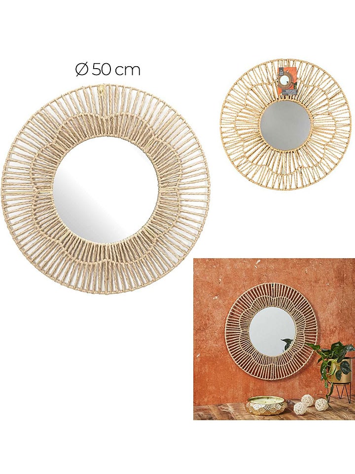Ethnical Life Lustro "Mirage" w kolorze beżowym - Ø 50 cm rozmiar: onesize