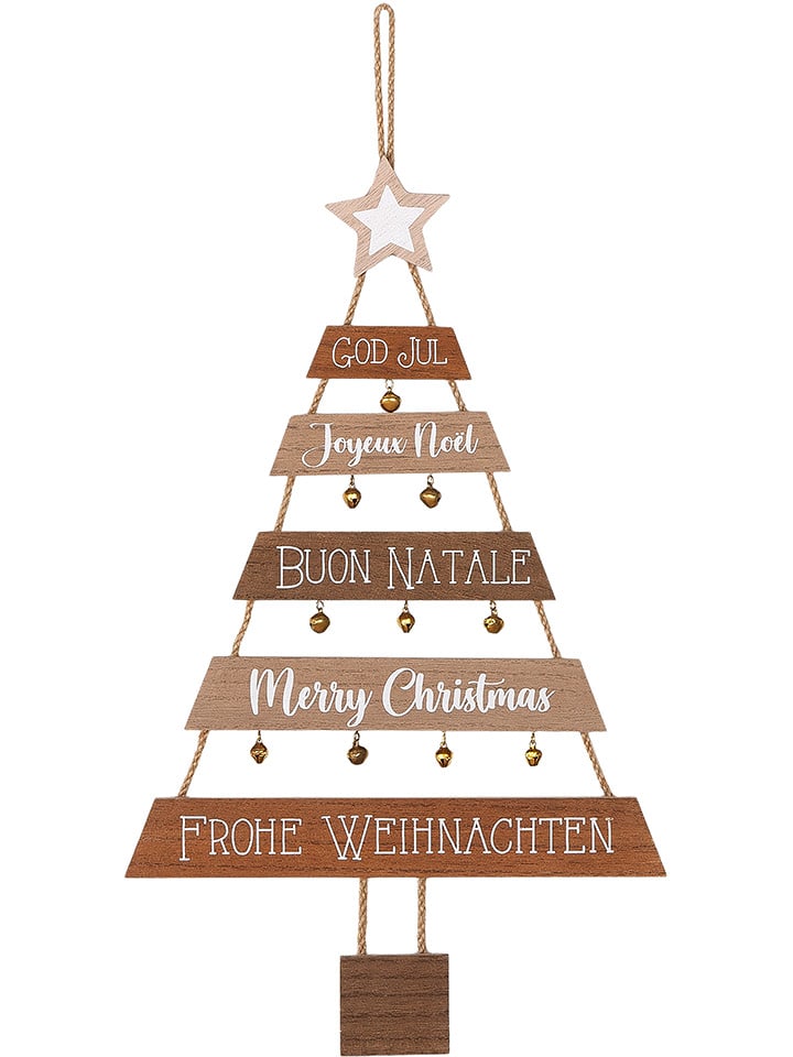 GILDE Zawieszka dekoracyjna "Merry Christmas" w kolorze brązowym - 28 x 53 x 0,60 cm rozmiar: onesize