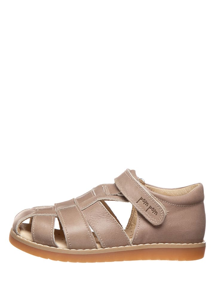 POM POM Skórzane półsandały w kolorze beżowym rozmiar: 24