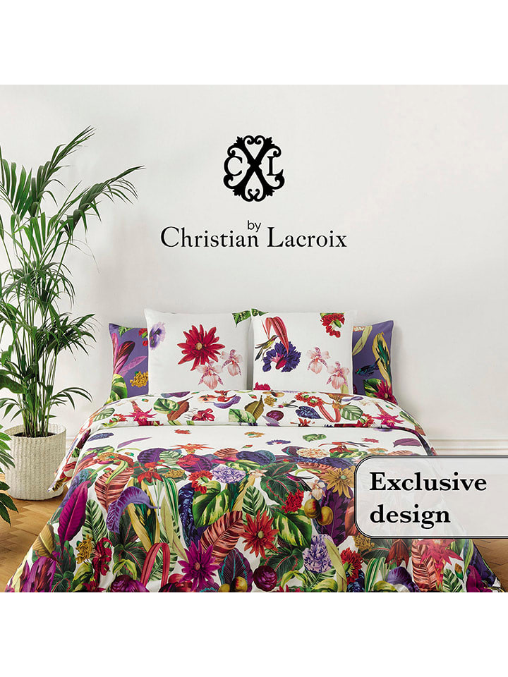 CXL by Christian Lacroix Komplet pościeli satynowej w kolorze białym ze wzorem rozmiar: 140x220 cm