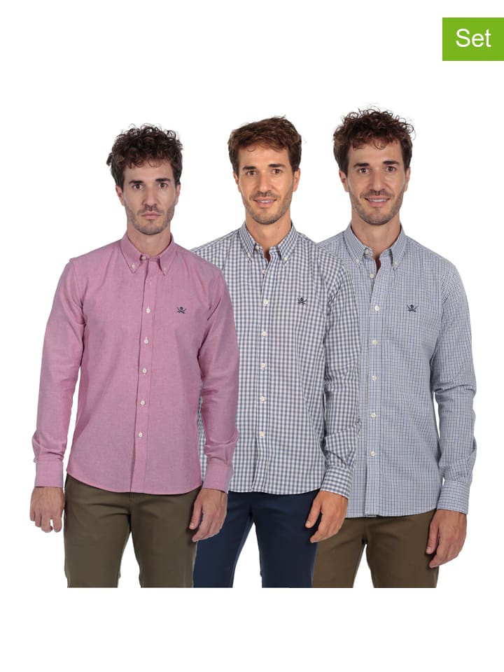 The Time of Bocha Koszule (3 szt.) w kolorze szaro-różowo-niebieskim rozmiar: L