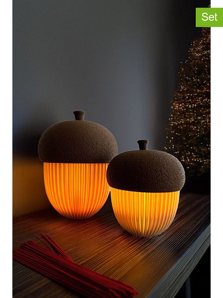 ABERTO DESIGN Świeczniki (2 szt.) w kolorze kremowo-brązowym rozmiar: onesize