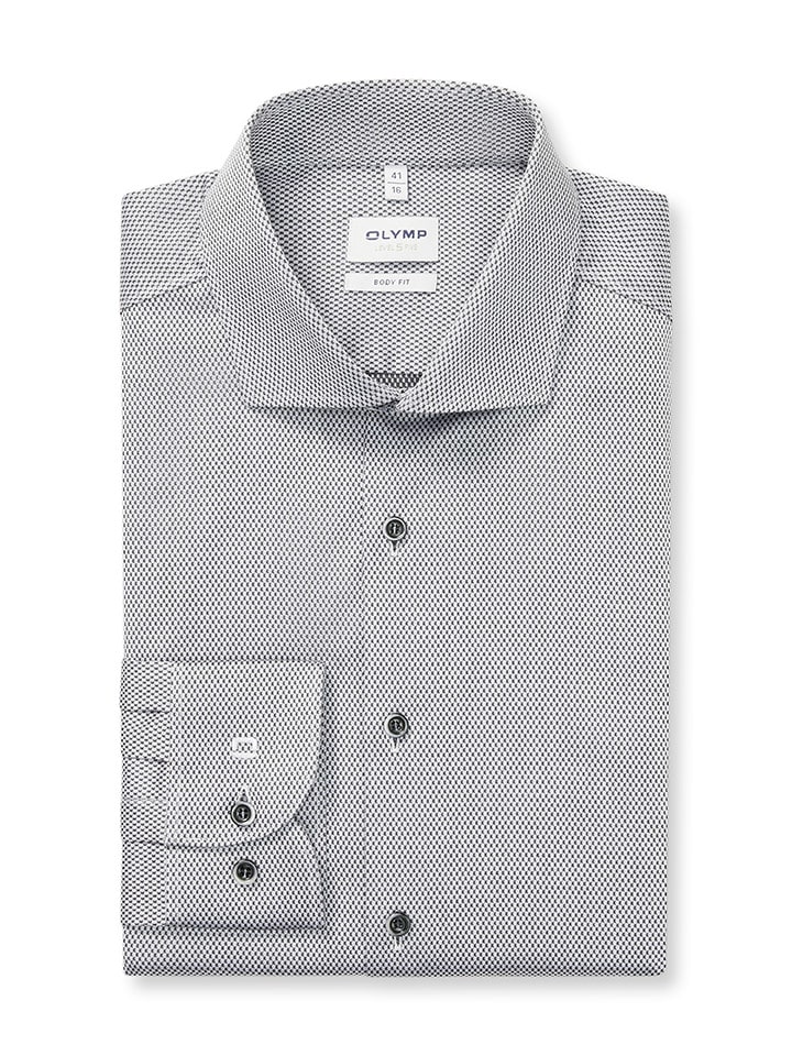 OLYMP Koszula "Level 5" - Body fit - w kolorze biało-czarnym rozmiar: 38