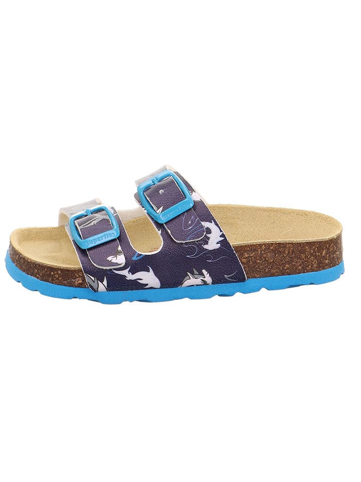 superfit Skórzane klapki w kolorze granatowo-błękitnym rozmiar: 32