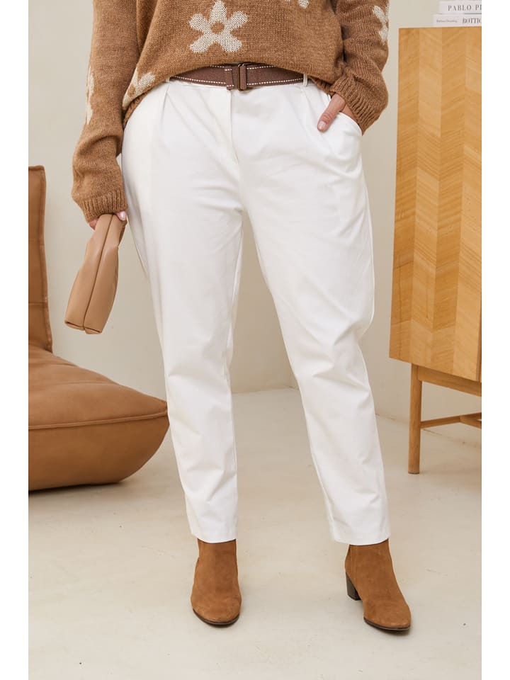 Curvy Lady Spodnie w kolorze białym rozmiar: 44/46