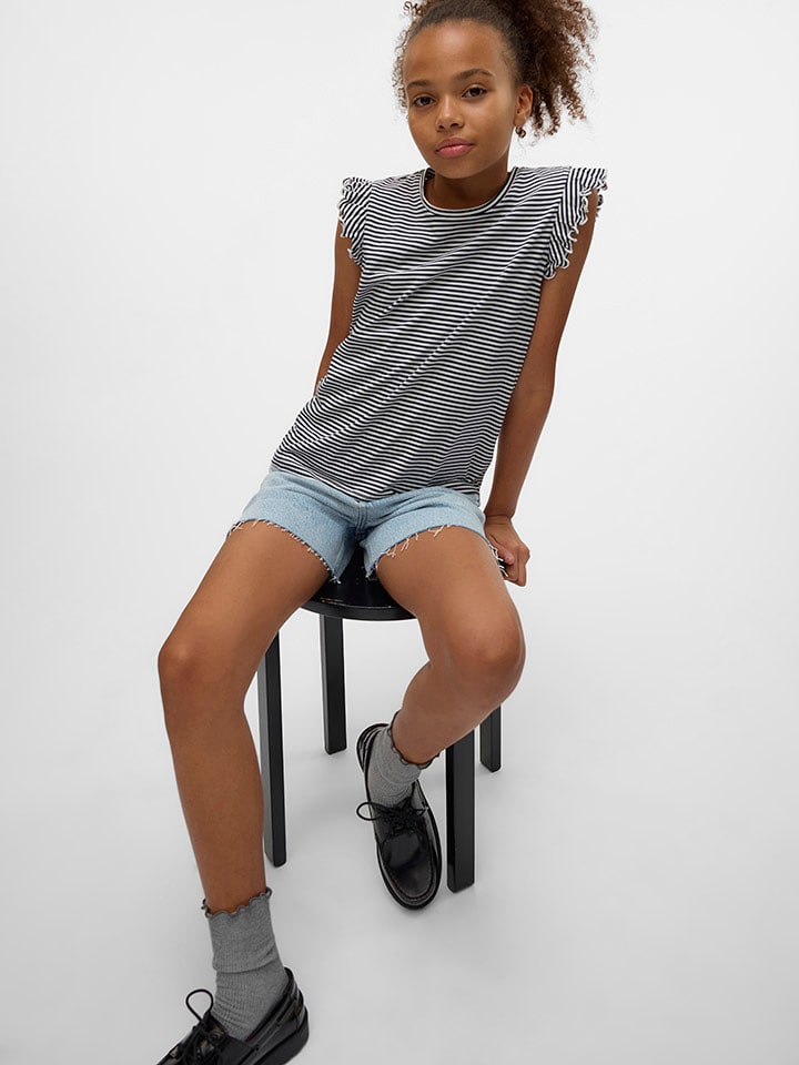 Vero Moda Girl Koszulka "Leila" w kolorze granatowo-białym rozmiar: 146/152