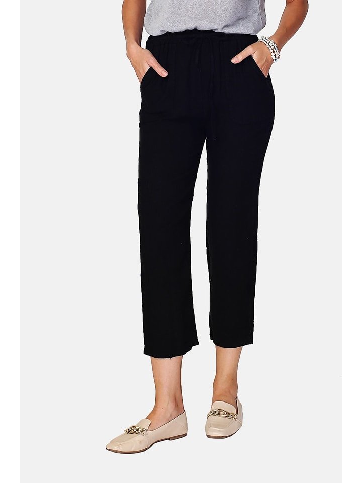 Le Jardin du Lin Lniane spodnie w kolorze czarnym rozmiar: 40