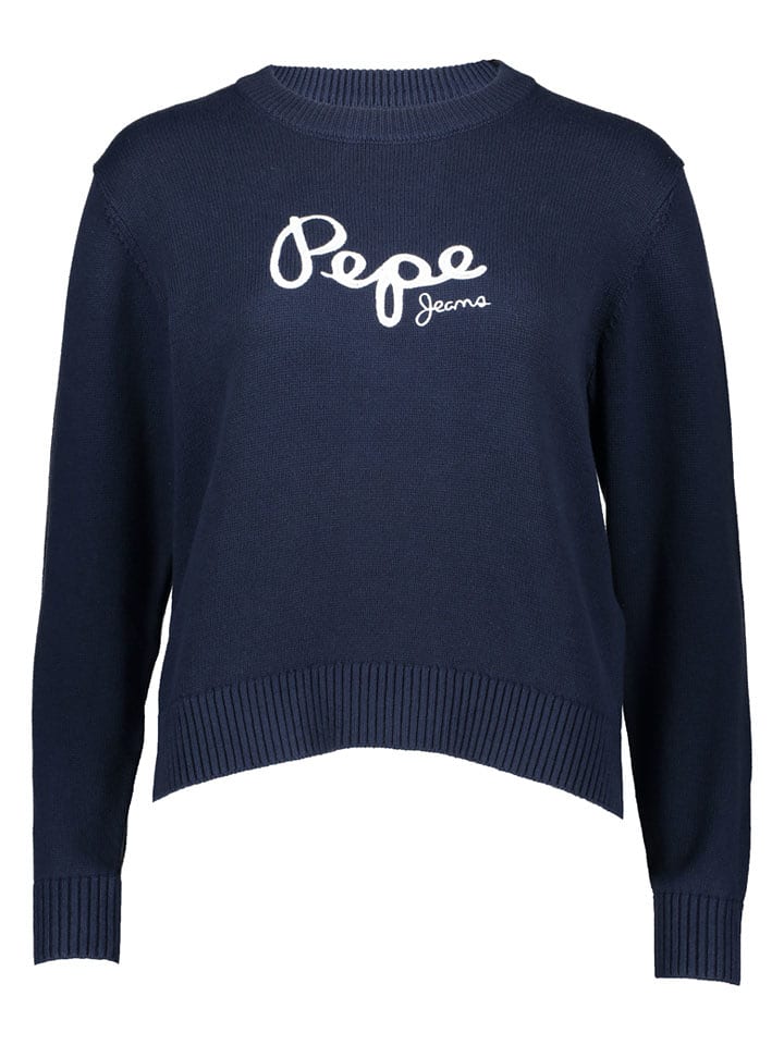 Pepe Jeans Sweter "Intarsia" w kolorze granatowym rozmiar: S