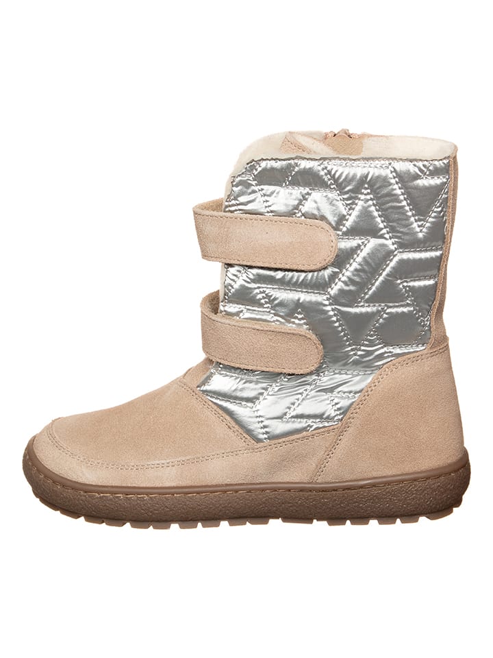 kmins Skórzane botki zimowe w kolorze srebrno-beżowym rozmiar: 31