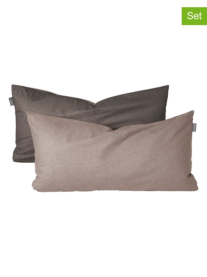 Schiesser Poszewki renforcé (2 szt.) w kolorze szarobrązowo-antracytowym na poduszkę rozmiar: 40x80 cm