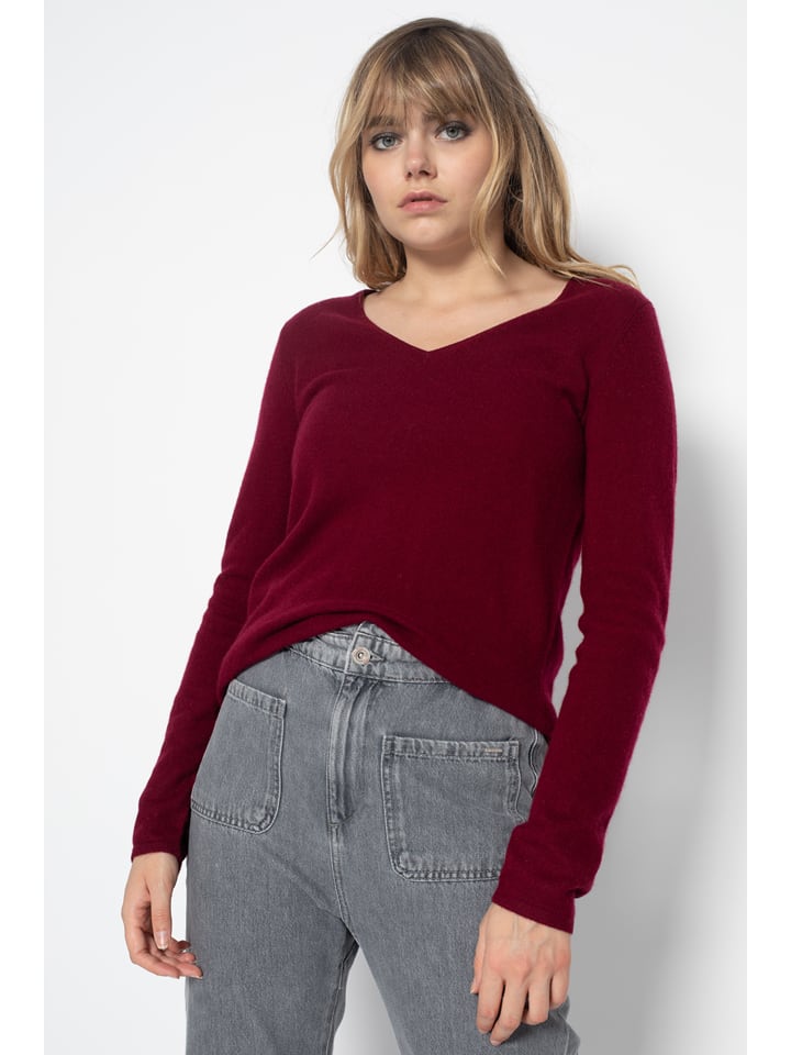 Perfect Cashmere Kaszmirowy sweter "Shannon" w kolorze bordowym rozmiar: M