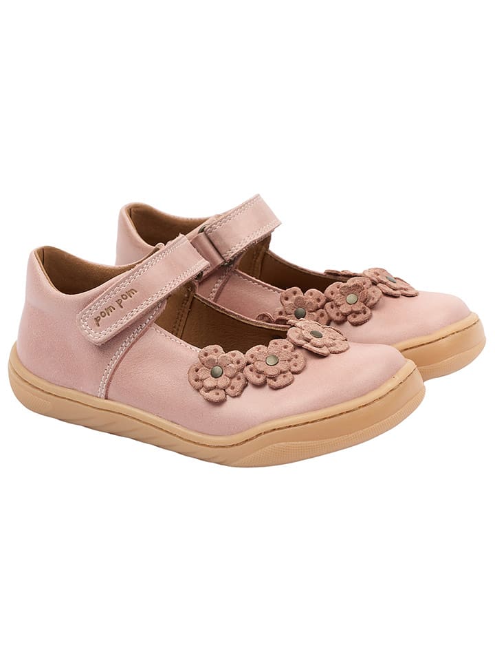POM POM Skórzane buty w kolorze jasnoróżowym do chodzenia na boso rozmiar: 32