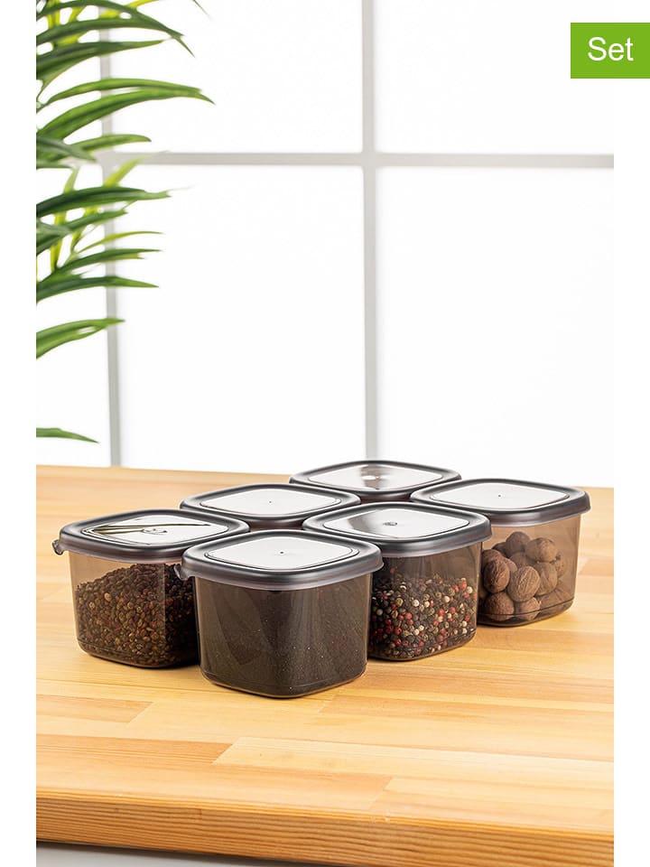 Violeta Home Pojemniki (6 szt.) w kolorze antracytowym - 0,5 l rozmiar: onesize