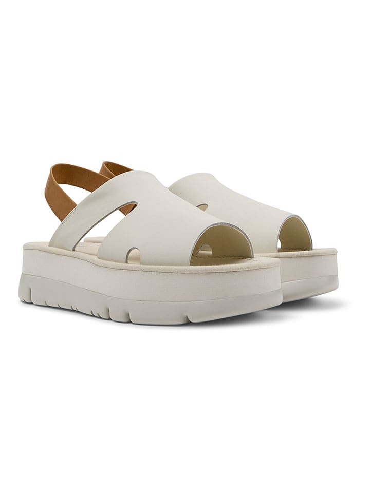 Camper Skórzane sandały w kolorze białym na obcasie rozmiar: 41