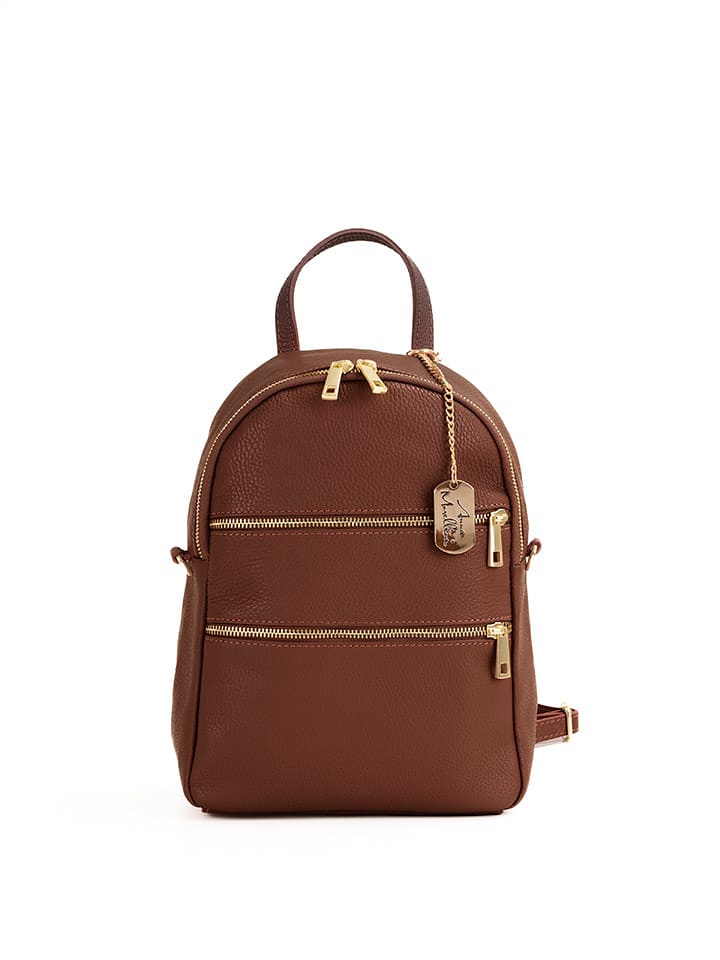 Anna Morellini Skórzany plecak "Zeolla" w kolorze jasnobrązowym - 22 x 29 x 11 cm rozmiar: onesize