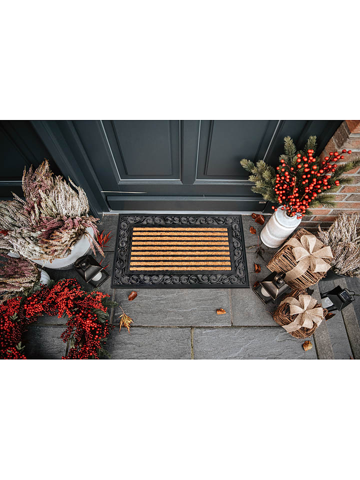 Hanse Home Wycieraczka "Panama" w kolorze jasnobrązowo-czarnym z włókna kokosowego rozmiar: 45x75 cm