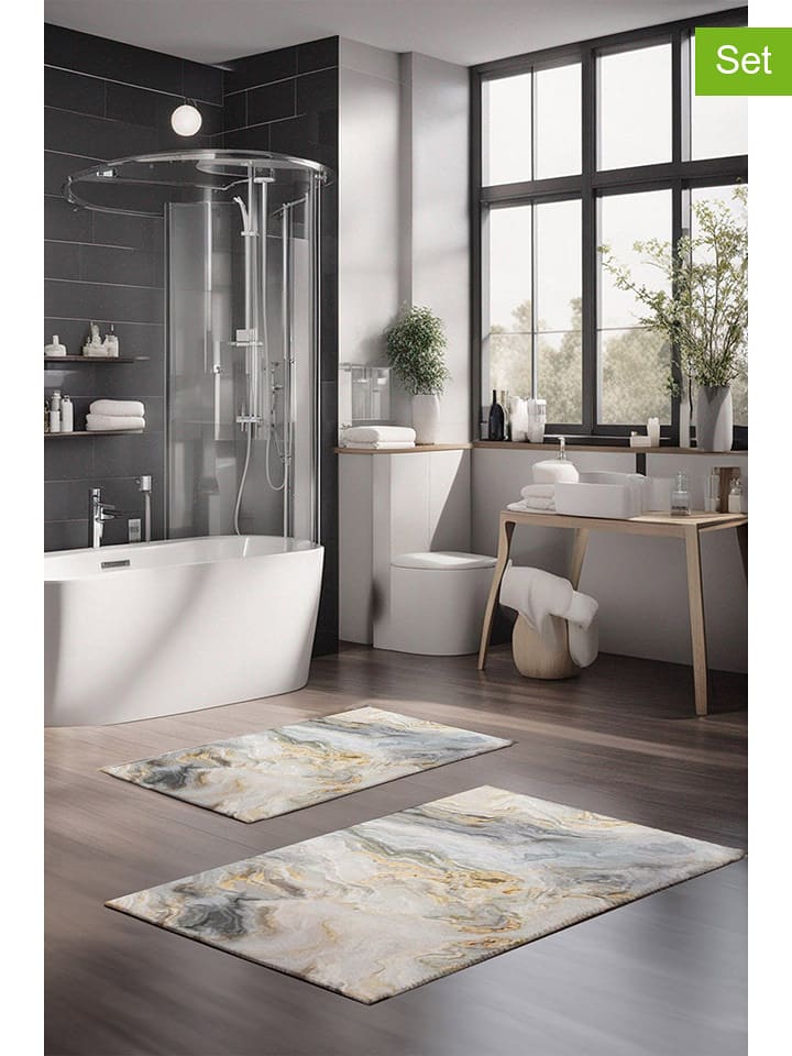 Elizabed Dywaniki łazienkowe (2 szt.) w kolorze biało-szaro-beżowym rozmiar: onesize