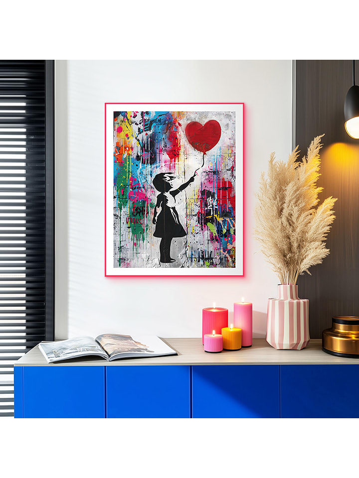 Orangewallz Druk artystyczny "Concrete Balloon Girl" w ramce rozmiar: 40x50 cm