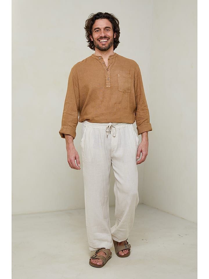 Lin Passion Spodnie w kolorze kremowym rozmiar: XL/XXL