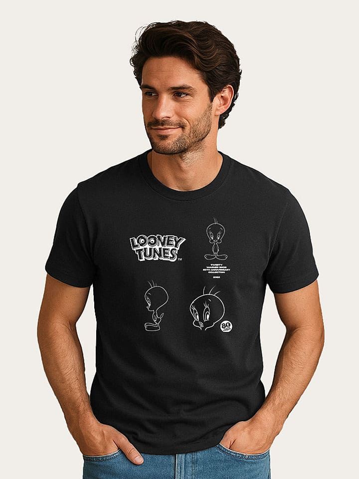 WOOOP Koszulka "Looney Tunes Tweety 80th Outline" w kolorze czarnym rozmiar: M