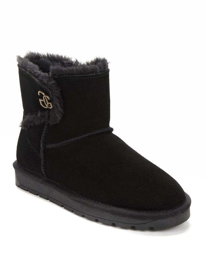 Gooce Skórzane botki zimowe "Gabriela" w kolorze czarnym rozmiar: 39