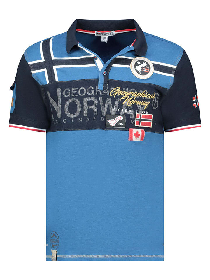Geographical Norway Koszulka polo "Karadock" w kolorze niebieskim rozmiar: L