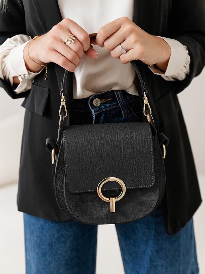 Lia Biassoni Skórzana torebka "Catona" w kolorze czarnym - 20 x 19 x 9 cm rozmiar: onesize