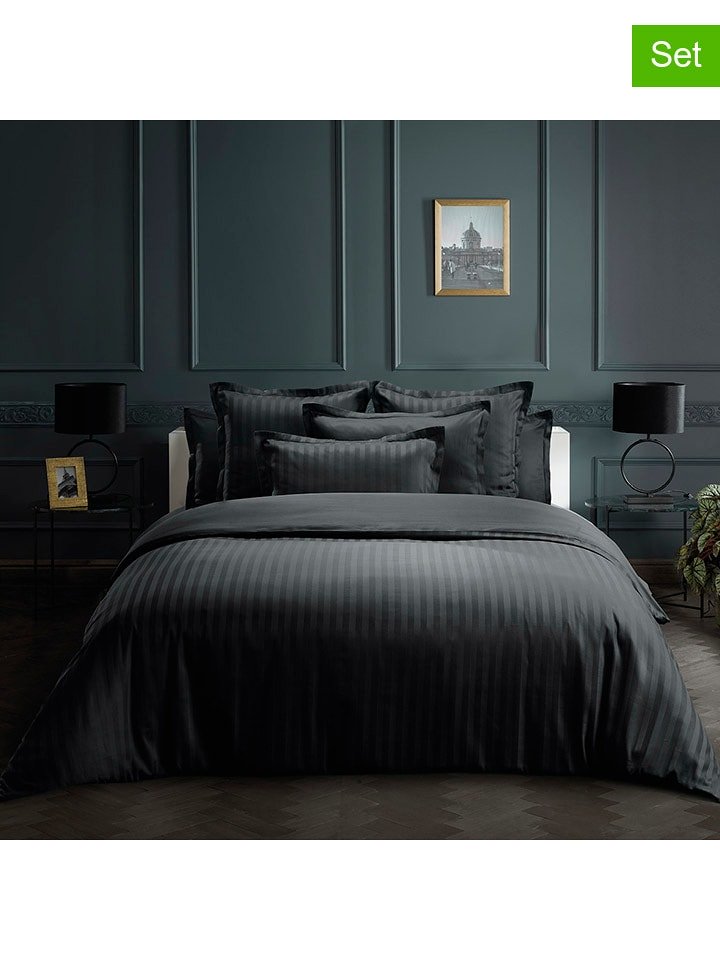 maison héritage PARIS Satynowe poszewki (2 szt.) "Dobby" w kolorze szarym na poduszkę rozmiar: 50x70 cm