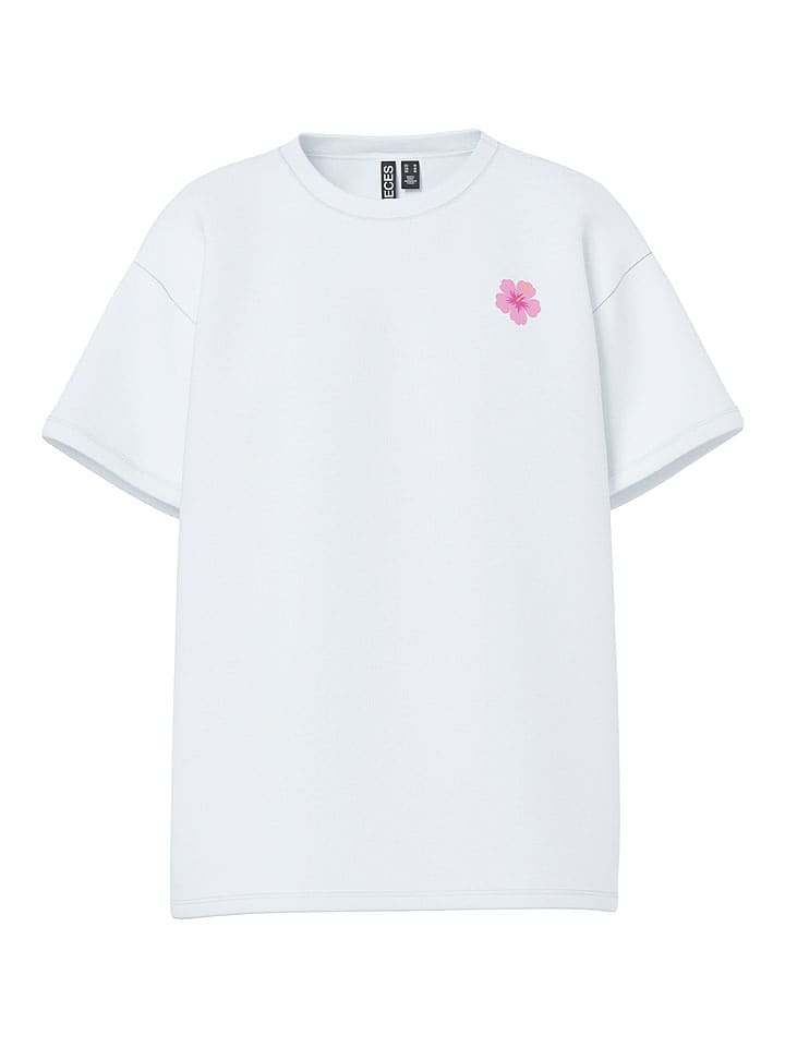 Pieces Koszulka "Alifi" w kolorze biało-jasnoróżowo-żółtym rozmiar: XL