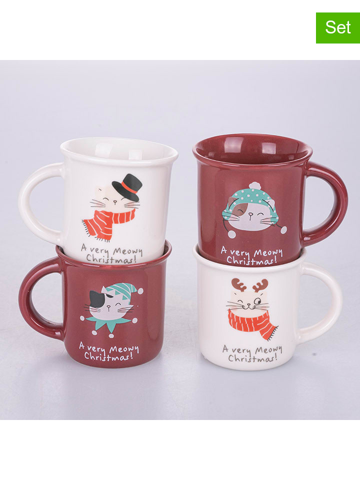 Villa d´Este Kubki jumbo (4 szt.) w kolorze biało-czerwonym - 90 ml rozmiar: onesize