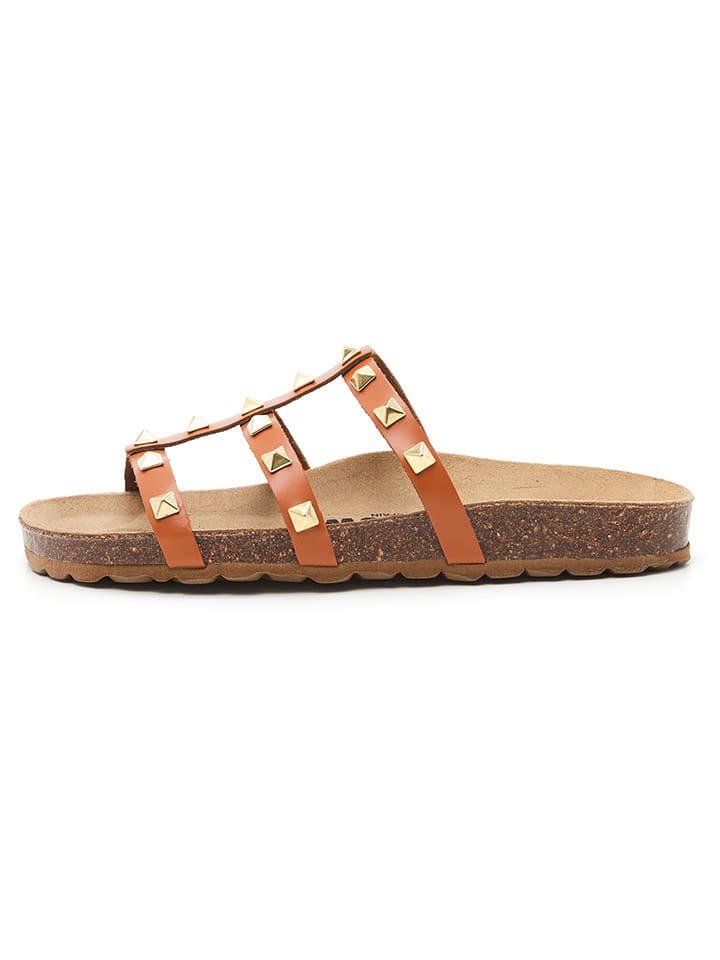 billowy Skórzane klapki w kolorze jasnobrązowym rozmiar: 42