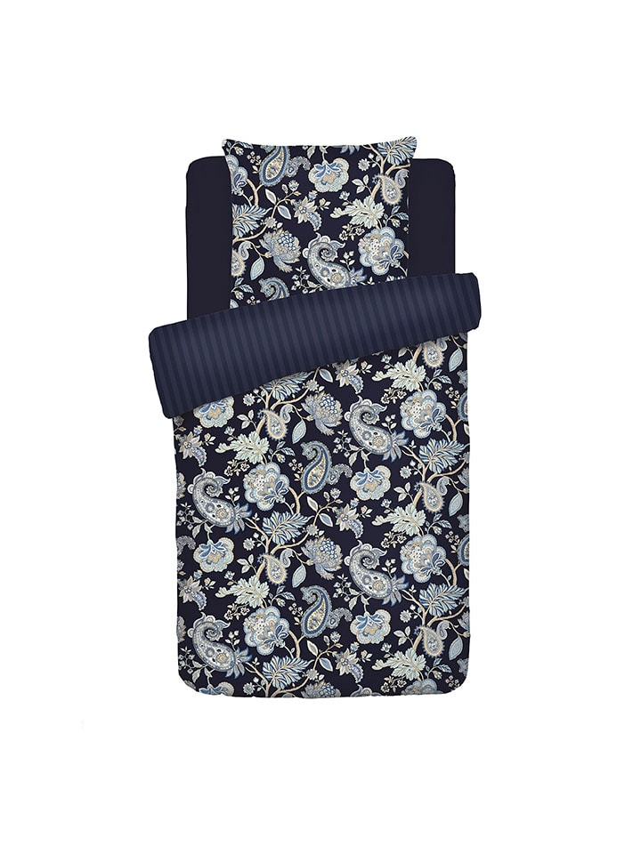 maison héritage PARIS Komplet pościeli satynowej "Kashmir" w kolorze granatowym rozmiar: 135x200 cm