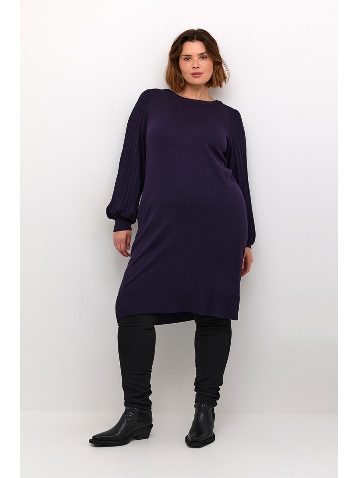 KAFFE curve Sukienka dzianinowa w kolorze ciemnofioletowym rozmiar: L