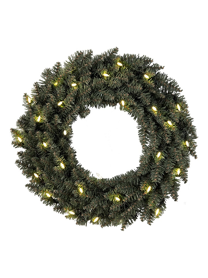 STAR Trading Dekoracyjny wieniec LED "Calgary" w kolorze zielonym - Ø 50 cm rozmiar: onesize