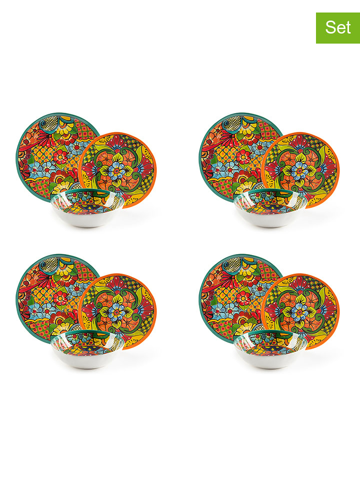Trendy Kitchen by EXCÉLSA 12-częściowy zestaw talerzy "Tijuana" ze wzorem rozmiar: onesize