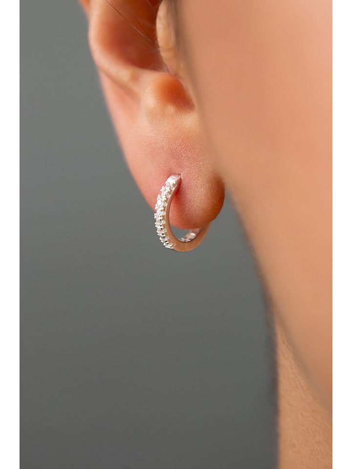 Miu Silver Srebrne kolczyki-kreole z cyrkoniami rozmiar: onesize