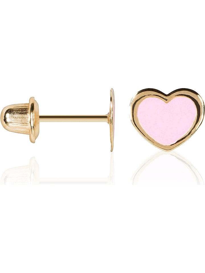 OR ÉCLAT Złote kolczyki-wkrętki "Coeur rose" rozmiar: onesize
