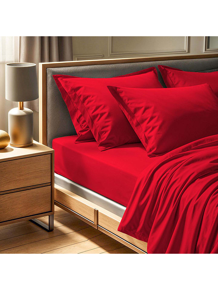 Colourful Cotton Prześcieradło renforcè w kolorze czerwonym na gumce rozmiar: 90x200 cm