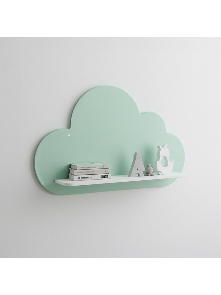 Woody Kids Regał ścienny w kolorze biało-miętowym - 33 x 25 x 10 cm rozmiar: onesize