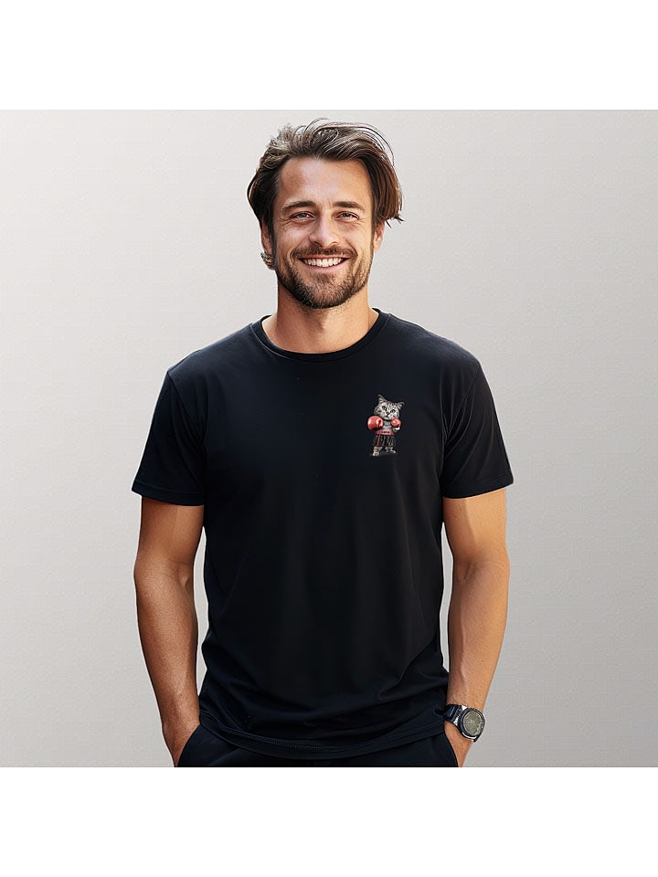 WOOOP Koszulka "Boxing Cat" w kolorze czarnym rozmiar: M