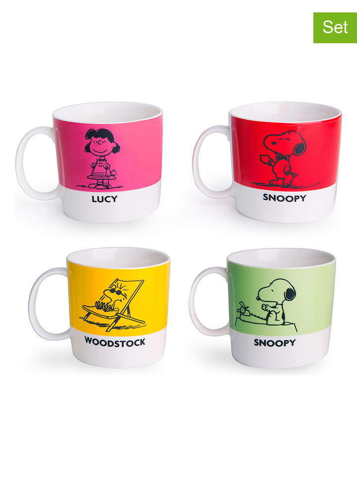 Trendy Kitchen by EXCÉLSA Kubki (4 szt.) "Peanuts" ze wzorem do kawy - 100 ml rozmiar: onesize