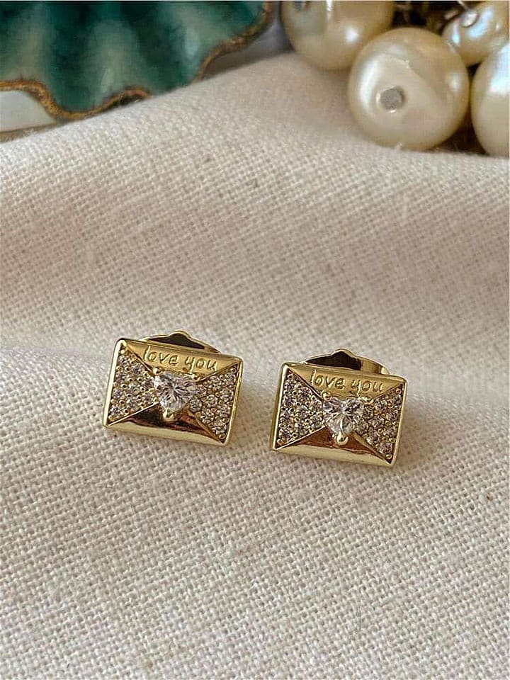 Luseera Pozłacane kolczyki-wkrętki z cyrkoniami rozmiar: onesize