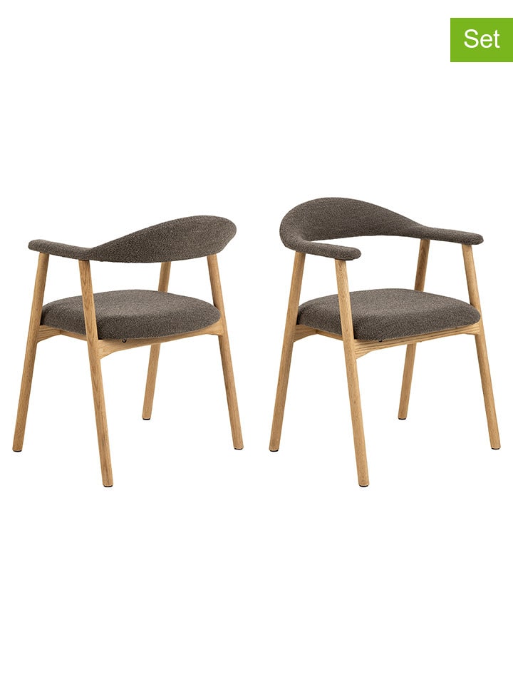 Actona Krzesła (2 szt.) "Addi" w kolorze szarobrązowym do jadalni - 56 x 75,5 x 54 cm rozmiar: onesize