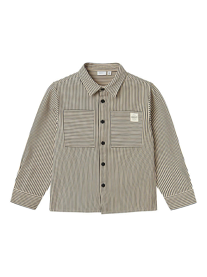 name it Koszula "Povenan" w kolorze beżowo-czarnym rozmiar: 134/140