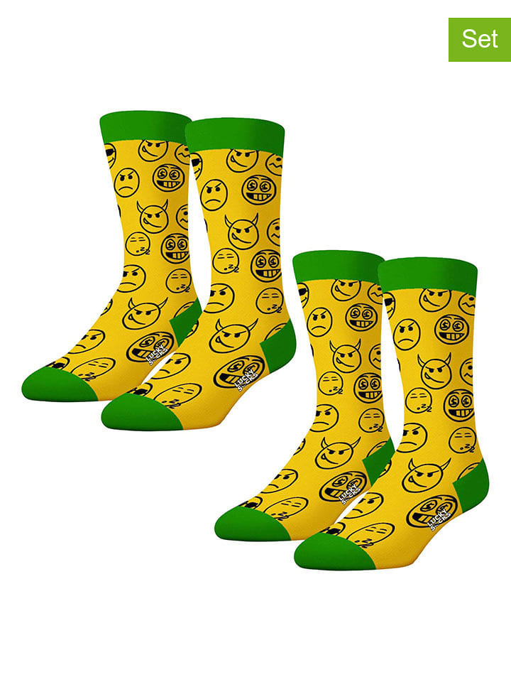 Lucky Socks Skarpety (2 pary) w kolorze żółto-zielonym rozmiar: 36-40