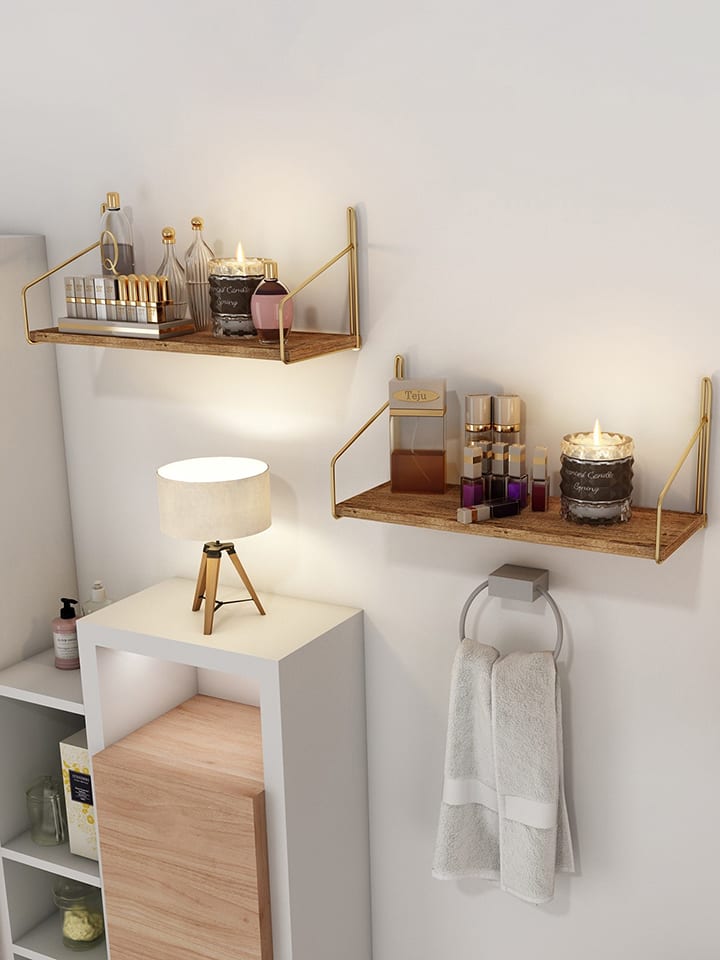 Evila Regał ścienny "Duvar" w kolorze złoto-beżowym - 45 x 16 x 16 cm rozmiar: onesize