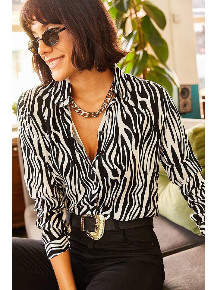 Olalook Bluzka w kolorze czarno-białym rozmiar: S