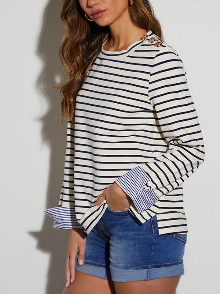 Milan Kiss Koszulka w kolorze kremowo-granatowym rozmiar: XL